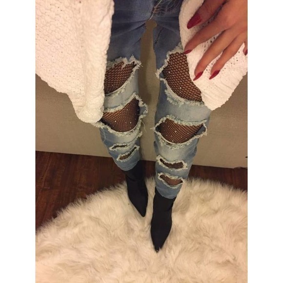 Iridescent Rhinestone Fishnet tights - Picture 3 of 5